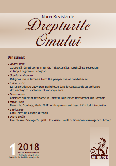 The unfolding of religious services in public educational institutions in Romania Cover Image
