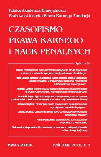 Consent of the holder of a legal interest to risky behavior of perpetrator as a circumstance affecting the scope of criminal liability Cover Image