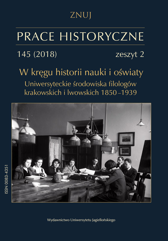 LWOWSCY FILOLODZY KLASYCZNI I NOWOŻYTNI W ROLI HISTORYKÓW LITERATURY POLSKIEJ