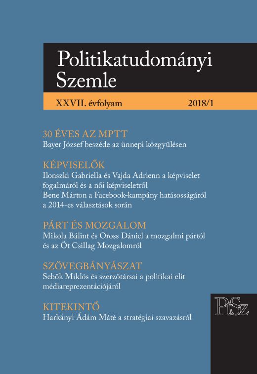 From sharing to vote. The influence of Facebook campaign
on the electoral results of individual candidates during the Hungarian general elections of 2014 Cover Image