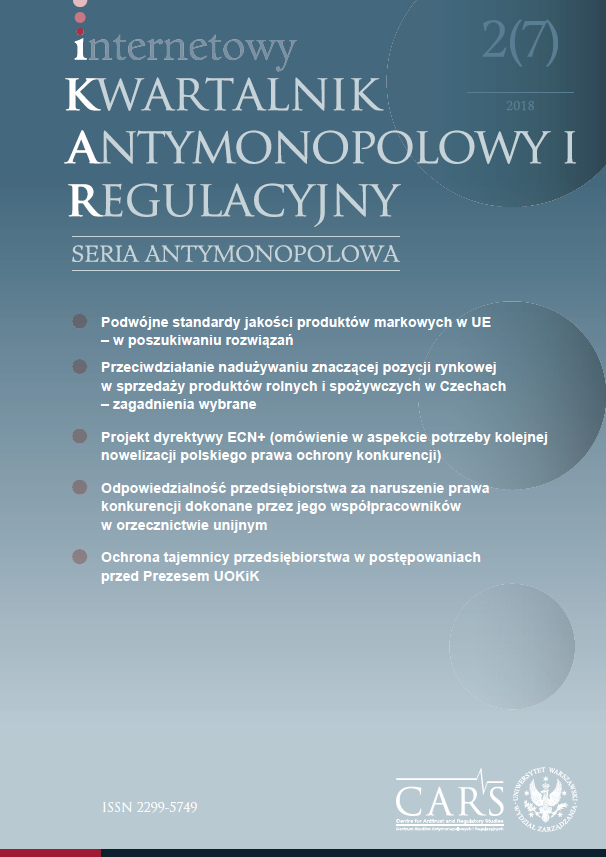 (Un)changeable application of national and EU competition law – about the 
relationship between national and EU antitrust regimes. Case comment to the judgement of the Court of the EU of 30 September 2016 in case T-70/15 Trajektna luka Split d.d.v th Cover Image