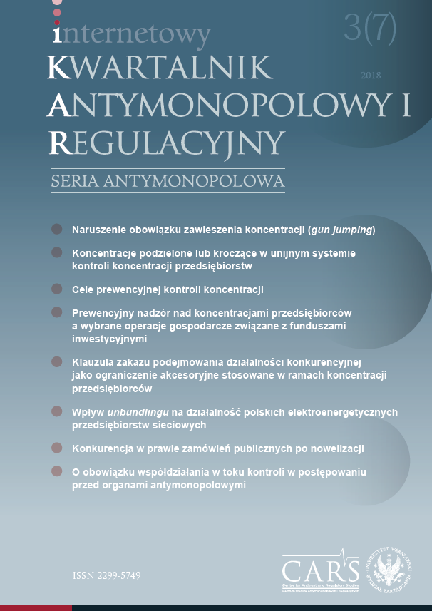 Economic evidence in the assessment of concentrations on the example of taking control over EDF Polska S.A. by PGE Polska Grupa Energetyczna SA Cover Image