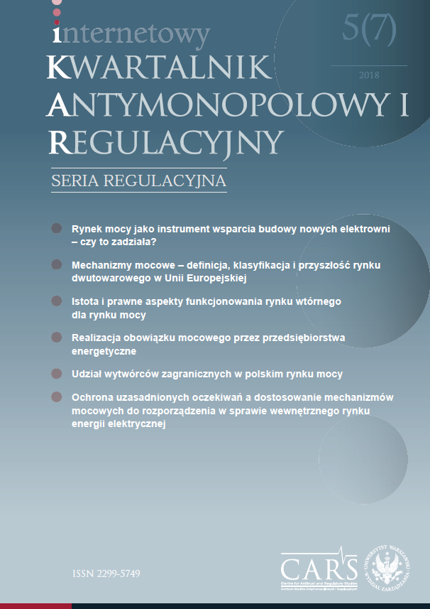 The participation of foreign electricity generators in the Polish capacity market. Cover Image