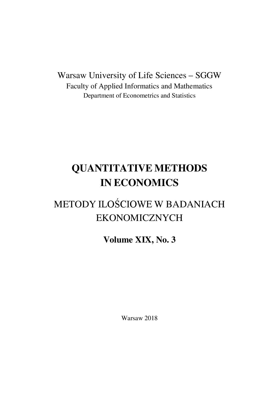 USING CLUSTER ANALYSIS AND TECHNIQUE OF RANDOM 5 FORESTS IN THE CLASSIFICATION OF COMMUNES IN POLAND 6 ON THE SCALE OF SOCIO-ECONOMIC DEVELOPMENT Cover Image