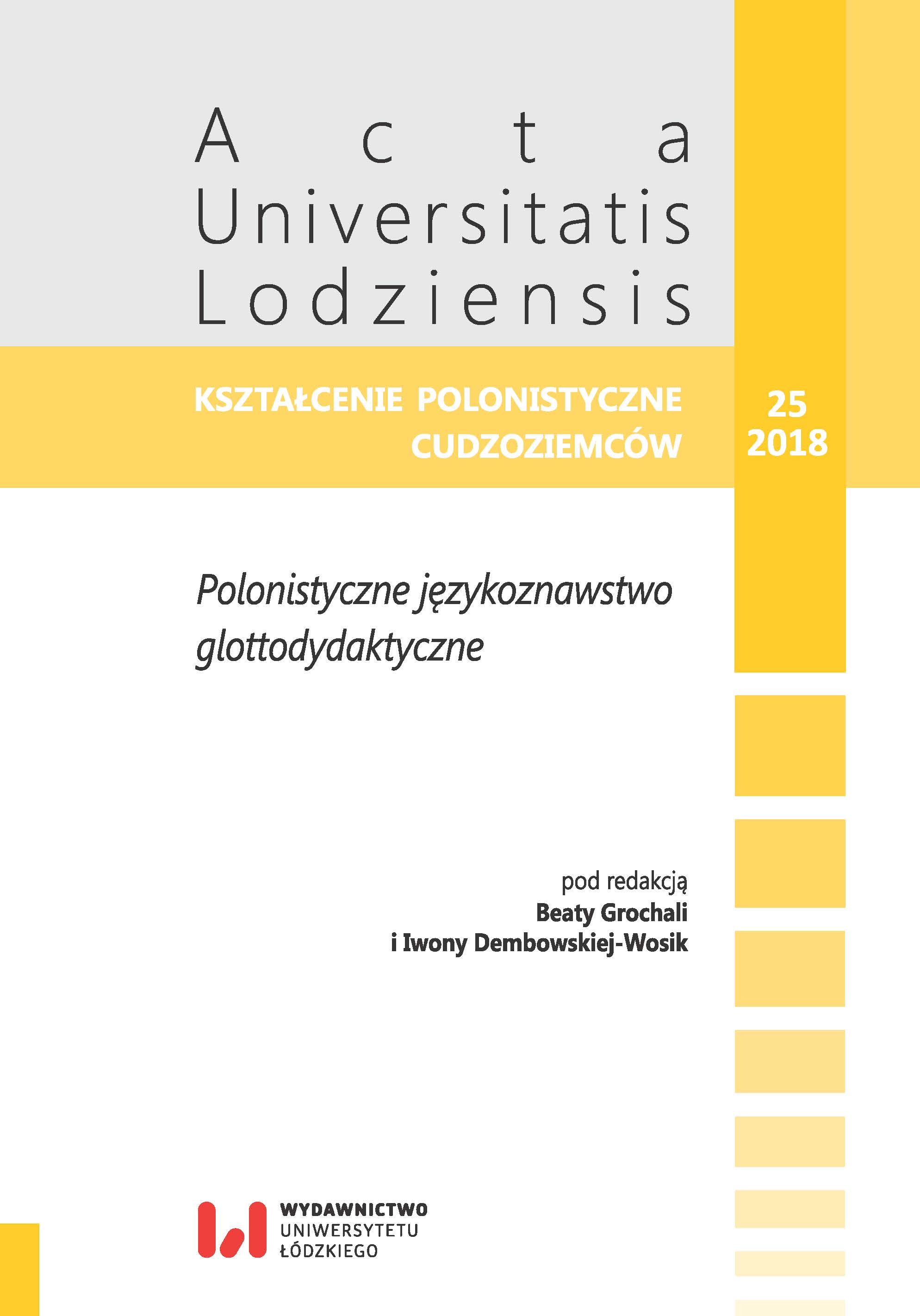 Genres of speech in teaching polish as a foreign language Cover Image