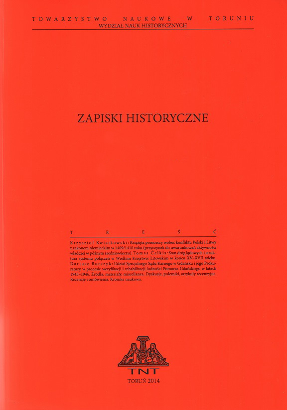 The System of Supporting Families of German Soldiers in the Years of WWI on the Example of Szczecin Cover Image