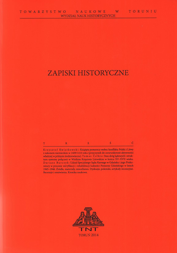 The Picture of the City of Gdańsk in the Historiography From Beyond Gdańsk in the Late Middle Ages and the Beginning of the Early Modern Period