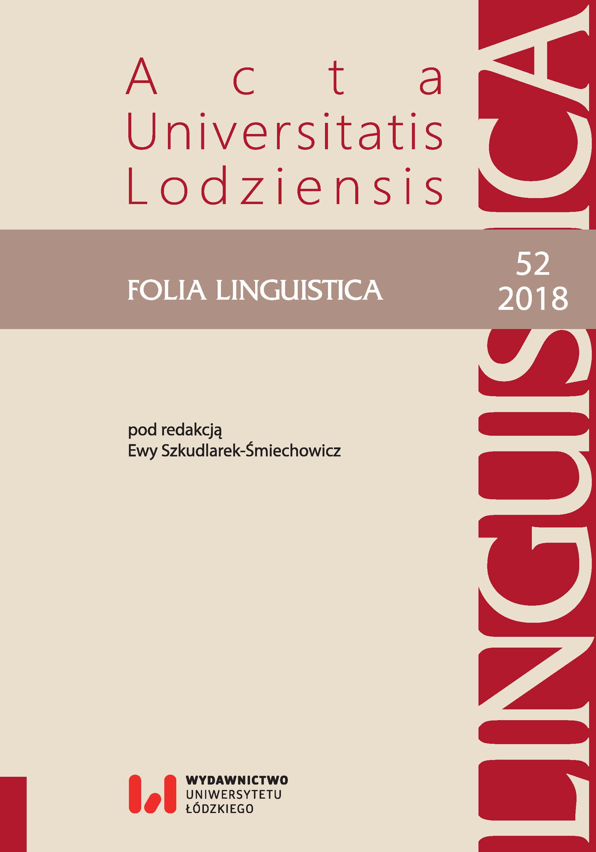 Inflection of nouns in Książki o wychowaniu dzieci by Erazm Gliczner at the background of sixteenth century standardisation trends Cover Image
