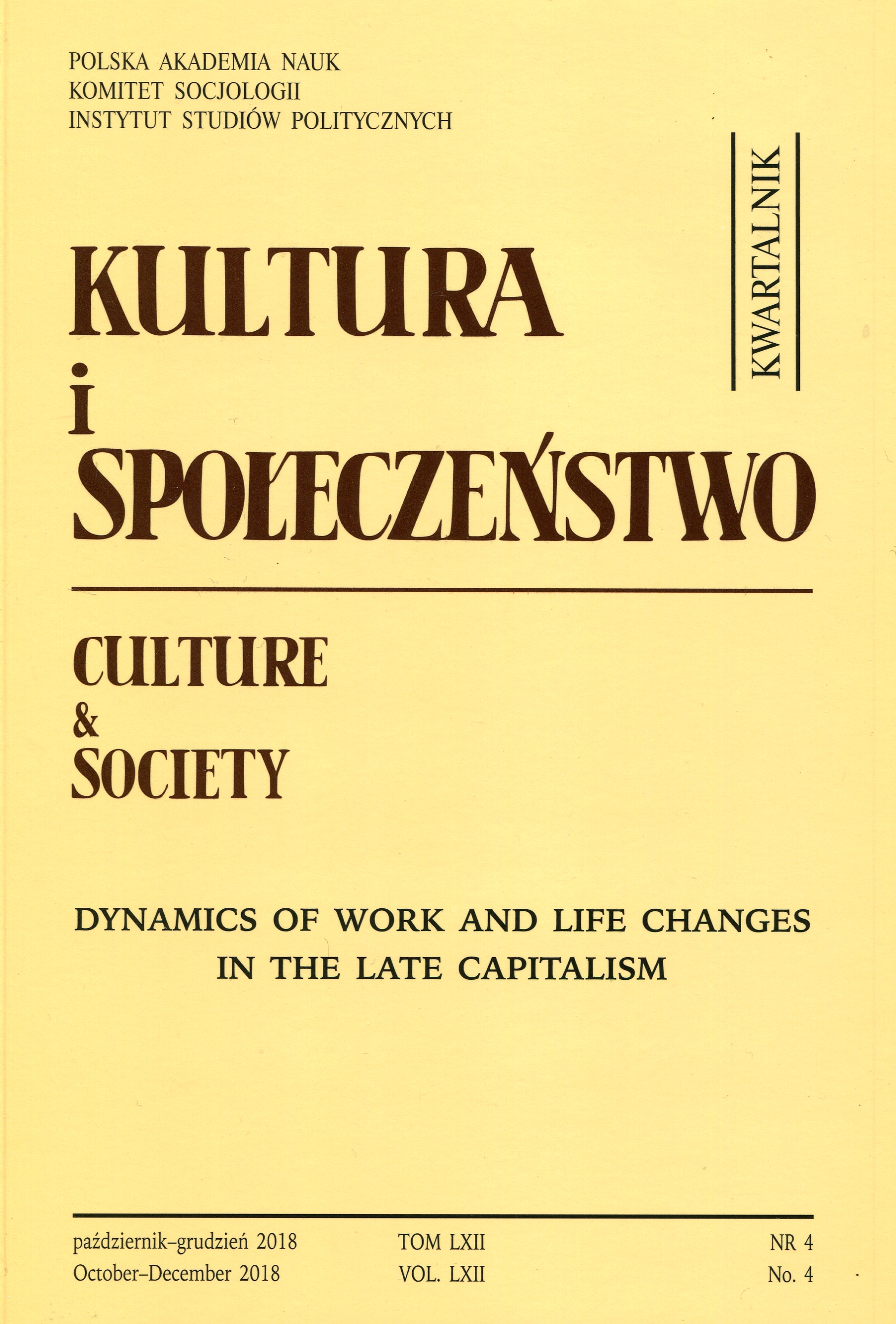 Outline of the Concept of Order-generating Dimensions: A Case of Hypermodernity in Polish Society of Late Capitalism Cover Image