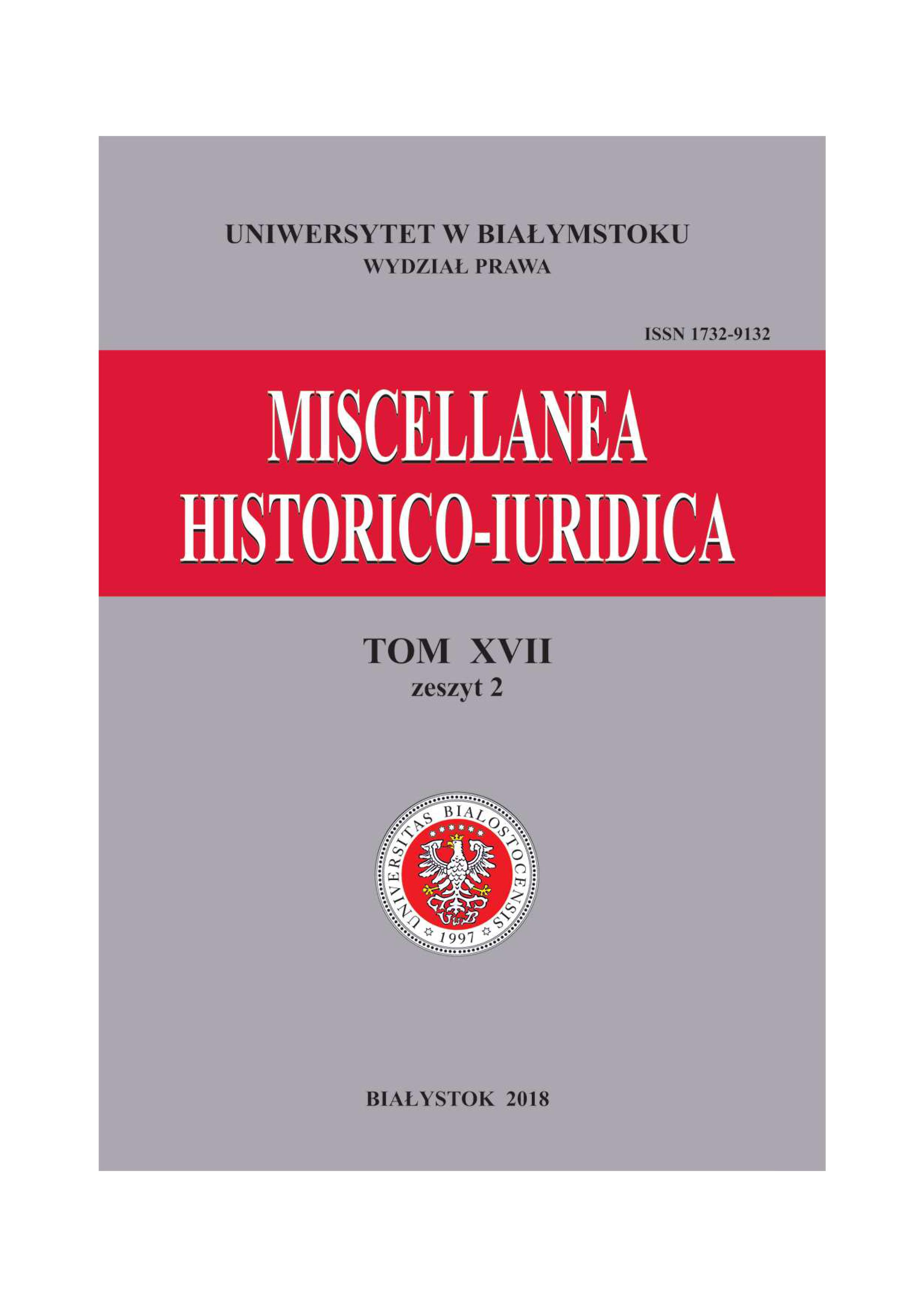 The problem of interpretation of “purpose of the performance” within the meaning of art. 410 § 2 of Polish civil code – arguments of the historian of Roman law Cover Image