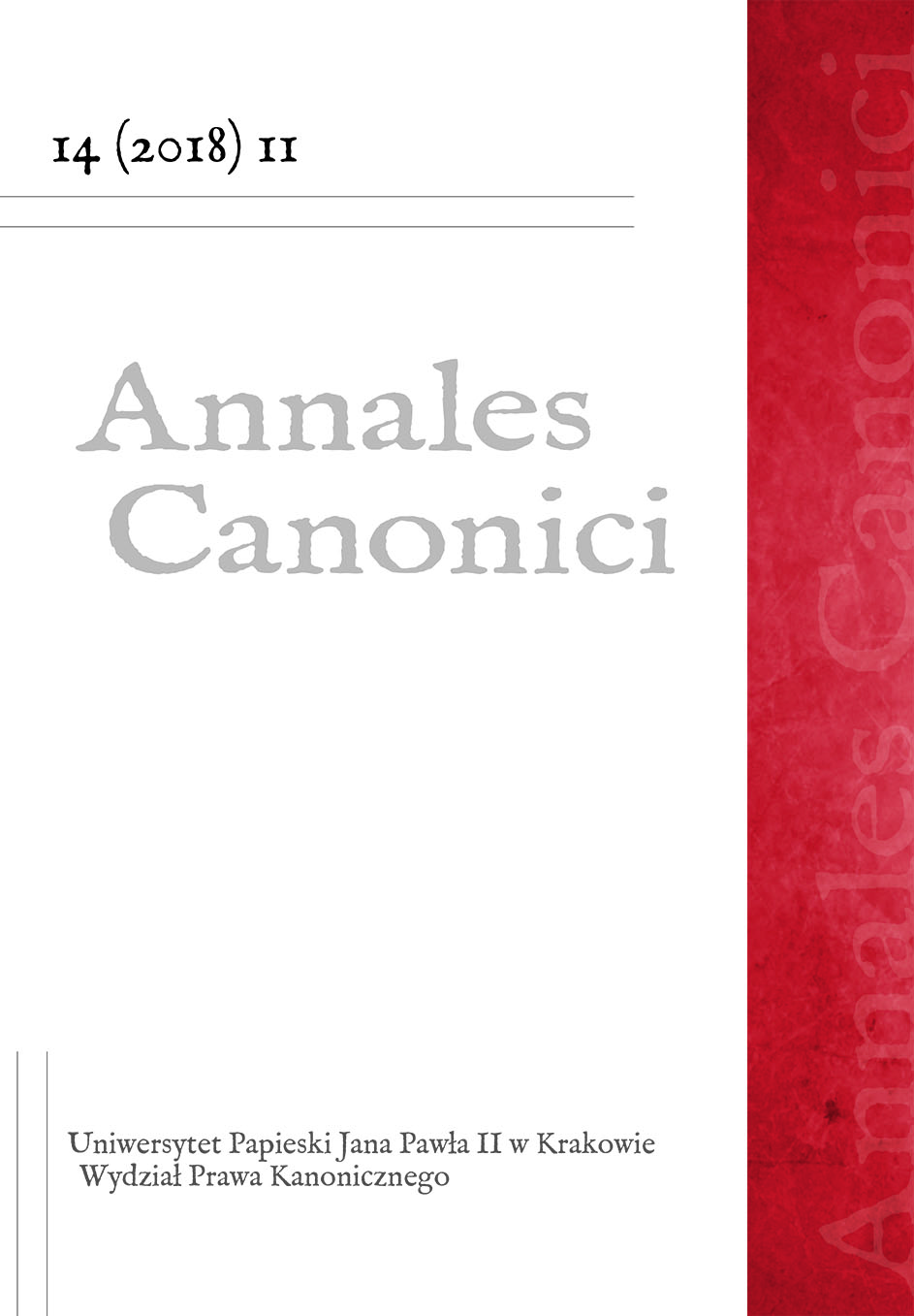 Marriages immune to banns in canon law (considering
particular Polish law) Cover Image