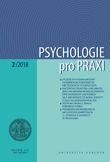 Factor structure and reliability scale to measure of moral identity. First experience with the methodology of Self-Importance of Moral Identity Scale in Slovak translation Cover Image