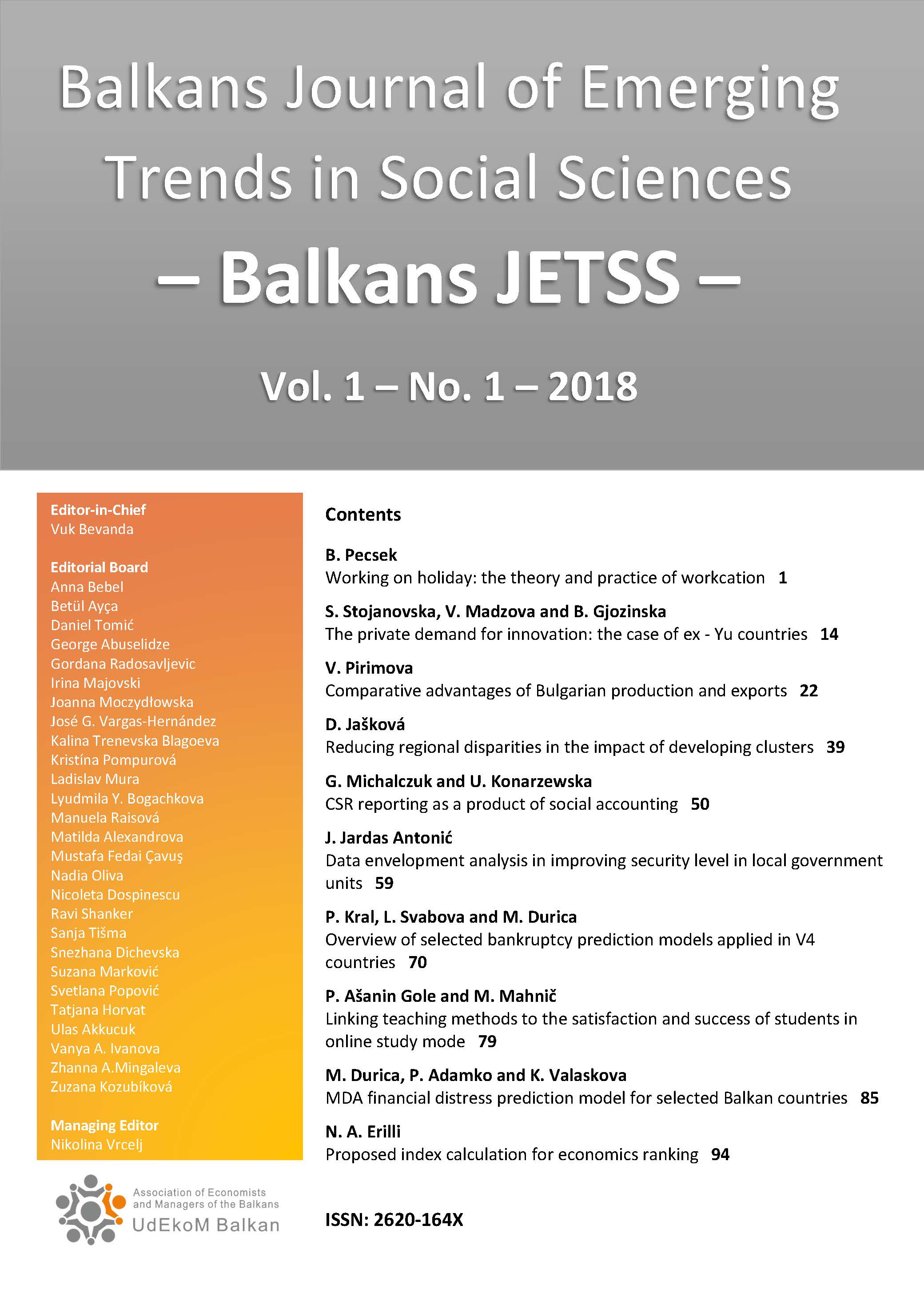 OVERVIEW OF SELECTED BANKRUPTCY PREDICTION MODELS APPLIED IN V4 COUNTRIES Cover Image