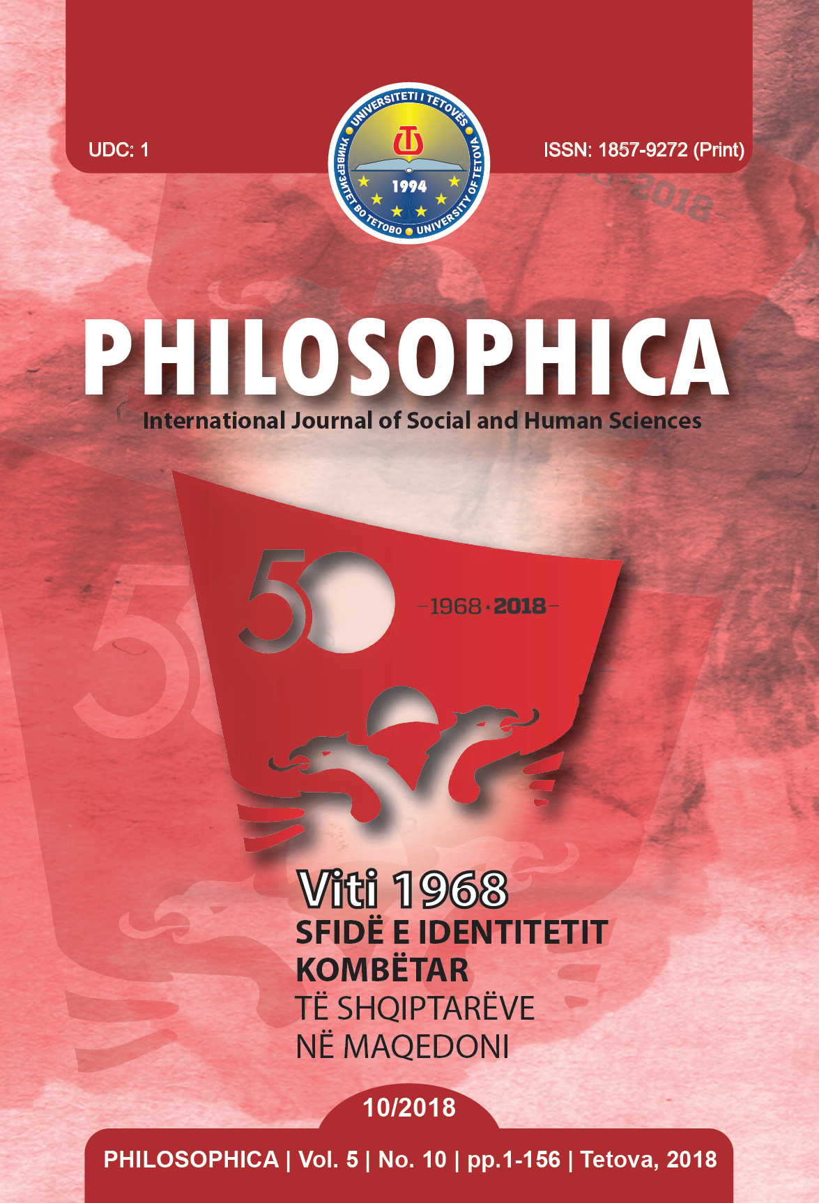 THE INTERNATIONAL NATIONAL POLICY SITUATION AND THE ALBANIAN DEMONSTRATIONS OF THE 1968 IN FORMER YUGOSLAVIA Cover Image