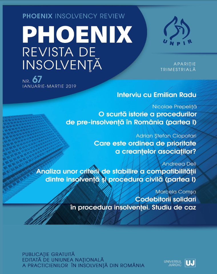 ANALIZA UNOR CRITERII DE STABILIRE A COMPATIBILITĂŢII DINTRE INSOLVENŢĂ ŞI PROCEDURA CIVILĂ (PARTEA I)
