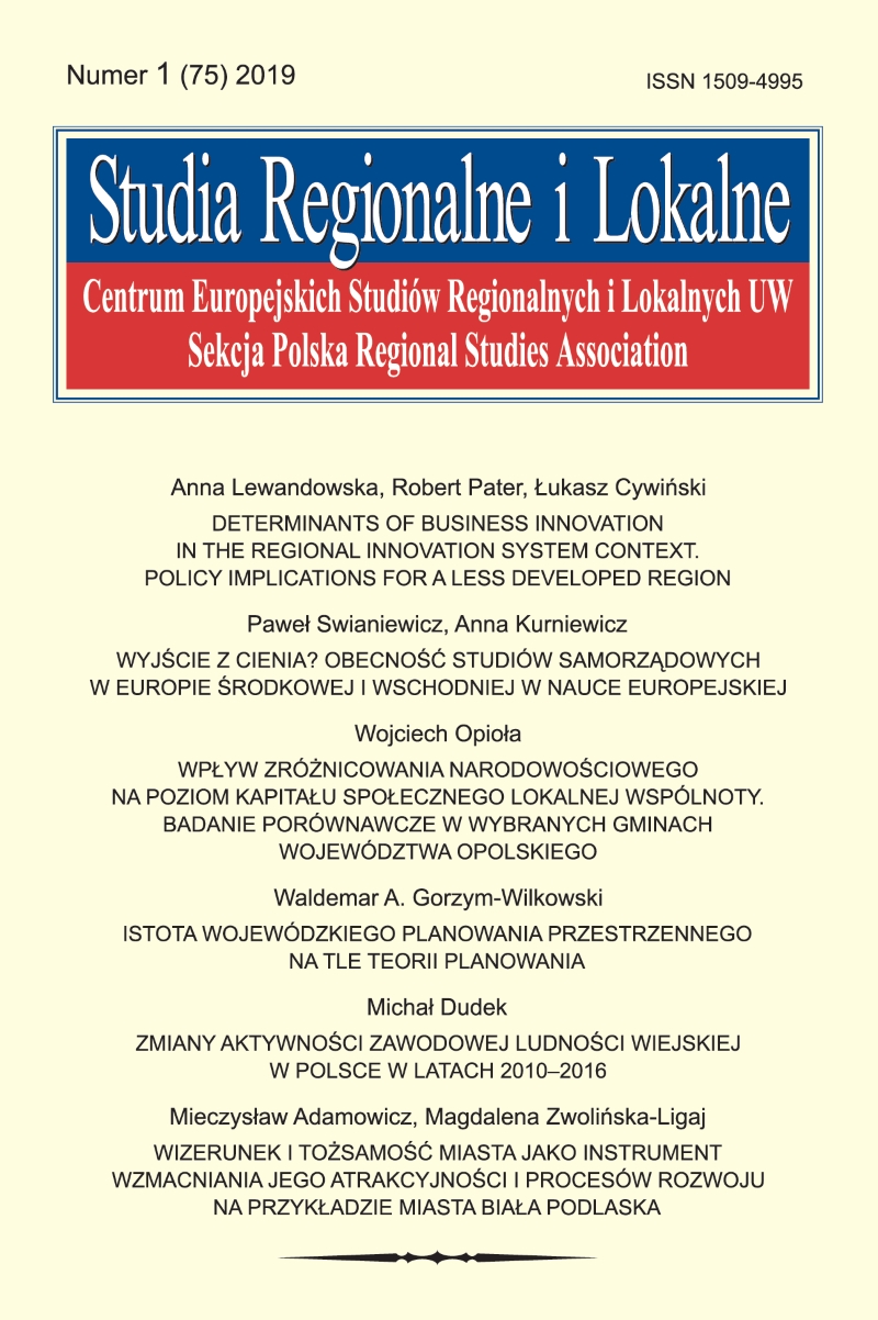 Impact of ethnic diversity on the level of social capital in local communities. A comparative study of selected municipalities in the Opolskie Voivodship Cover Image