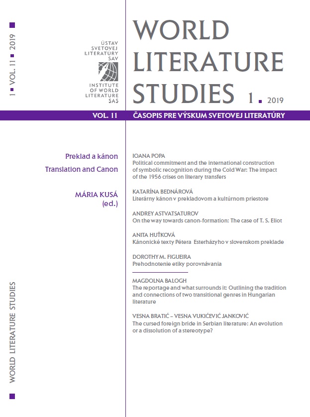 Political commitment and the international construction of symbolic recognition during the Cold
 War. The impact of the 1956 crises on literary transfers Cover Image