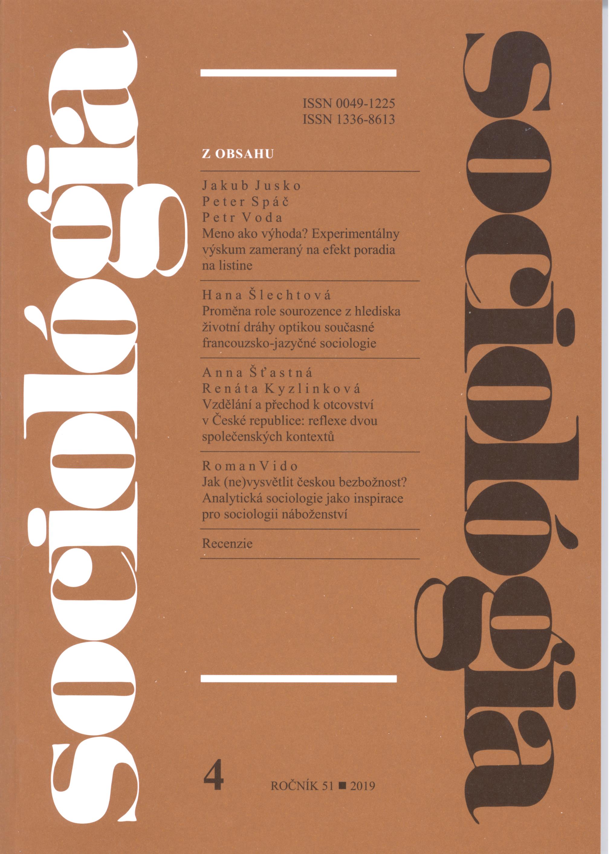 Education and the Transition to Fatherhood in the Czech Republic: The Reflection of two Societal Contexts Cover Image