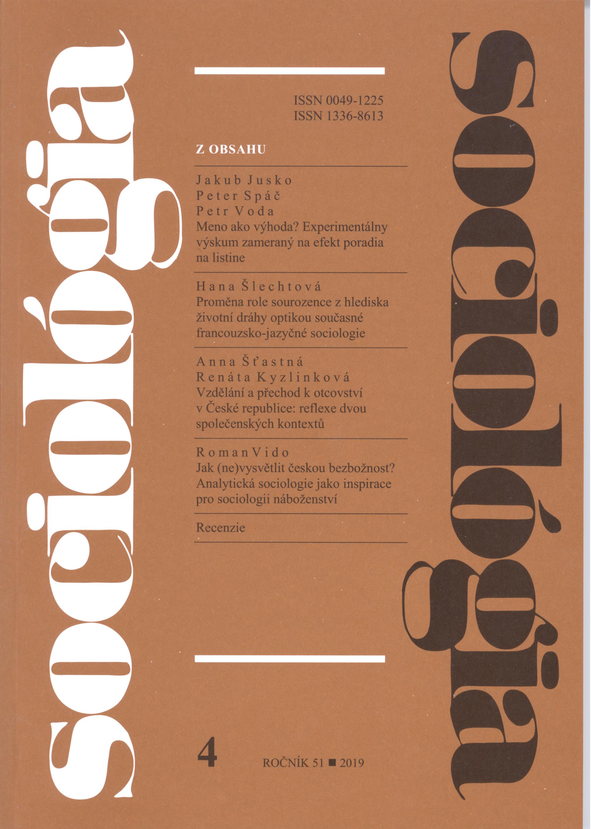 Education and the Transition to Fatherhood in the Czech Republic: The Reflection of two Societal Contexts Cover Image