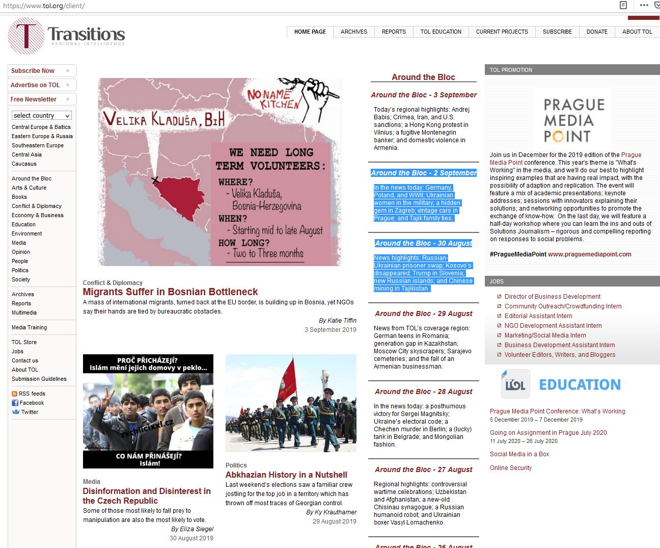 Transitions Online_Media: Disinformation and Disinterest in the Czech Republic – 30 August Cover Image