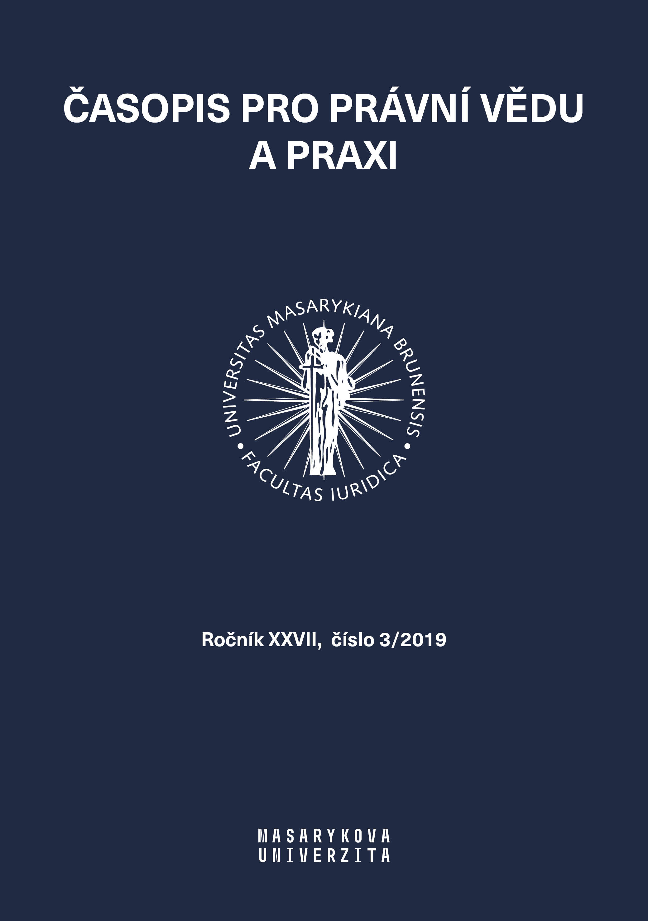 The Place and Significance of the Old Roman Institute of the “Lex Rhodia de iactu”  in the Czech Civilian Tradition Cover Image