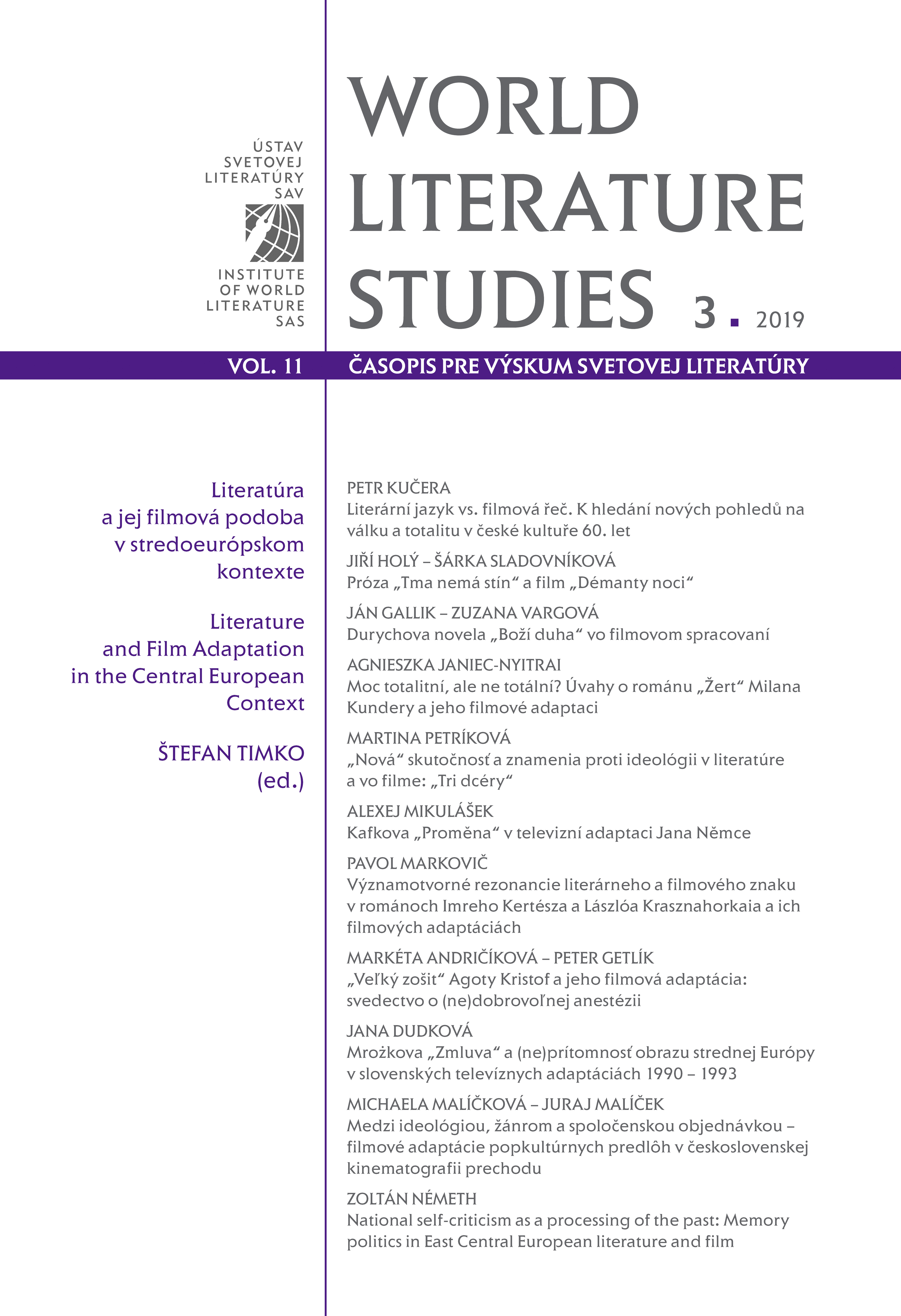 “The Notebook” by Ágota Kristóf and its film adaptation: testimony of (in)voluntary anaesthesia