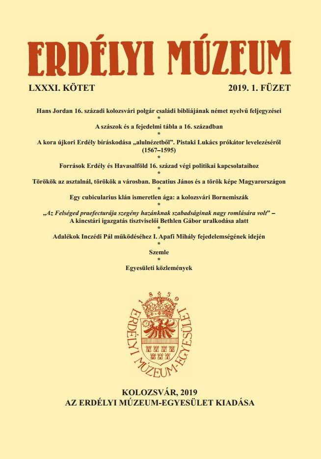 The Judicial Activity of Early Modern Transylvania from a Different Perspective Cover Image