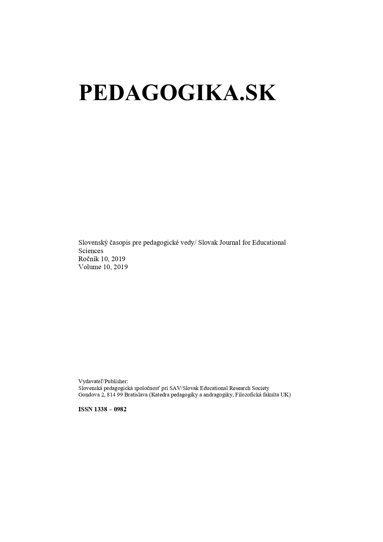 Theoretical Basis of Individual (Home) Education in Slovakia, the Czech Republic and Poland Cover Image