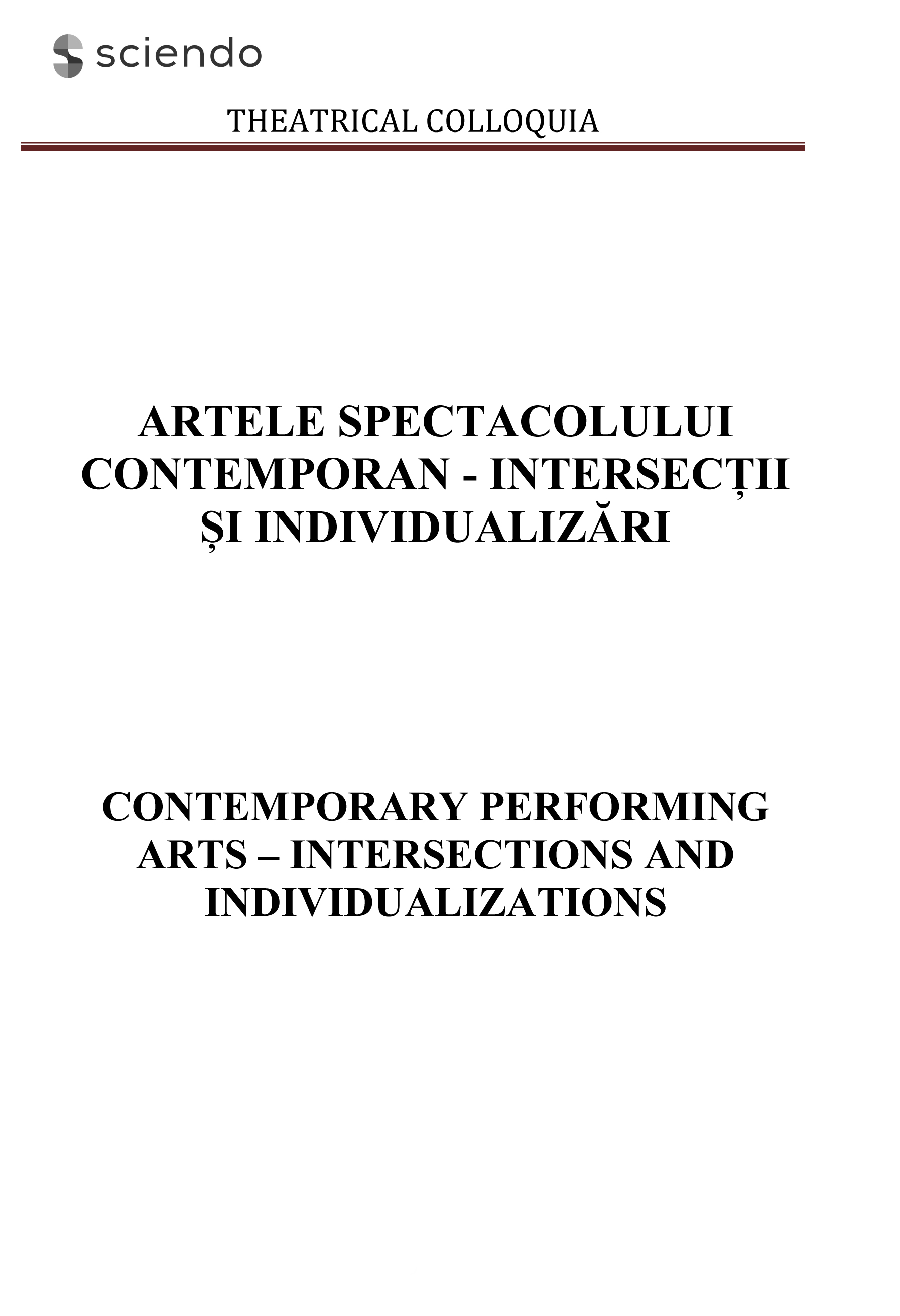 Artistic Creativity and Creative Imagination - Original Components in the Contemporary Performing Arts. Interferences and New Approaches Cover Image