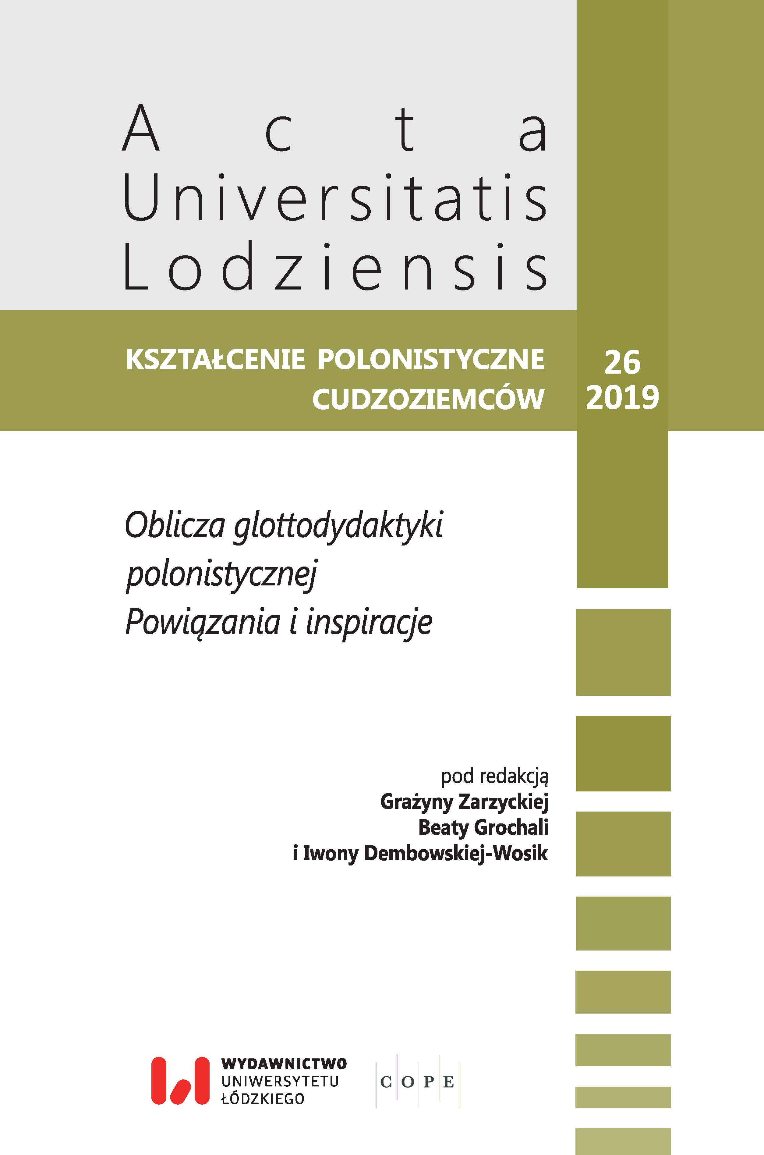 The structure of descriptive essay about a person and its realization in compositions written by students learning Polish as a foreign language at the A2 level Cover Image