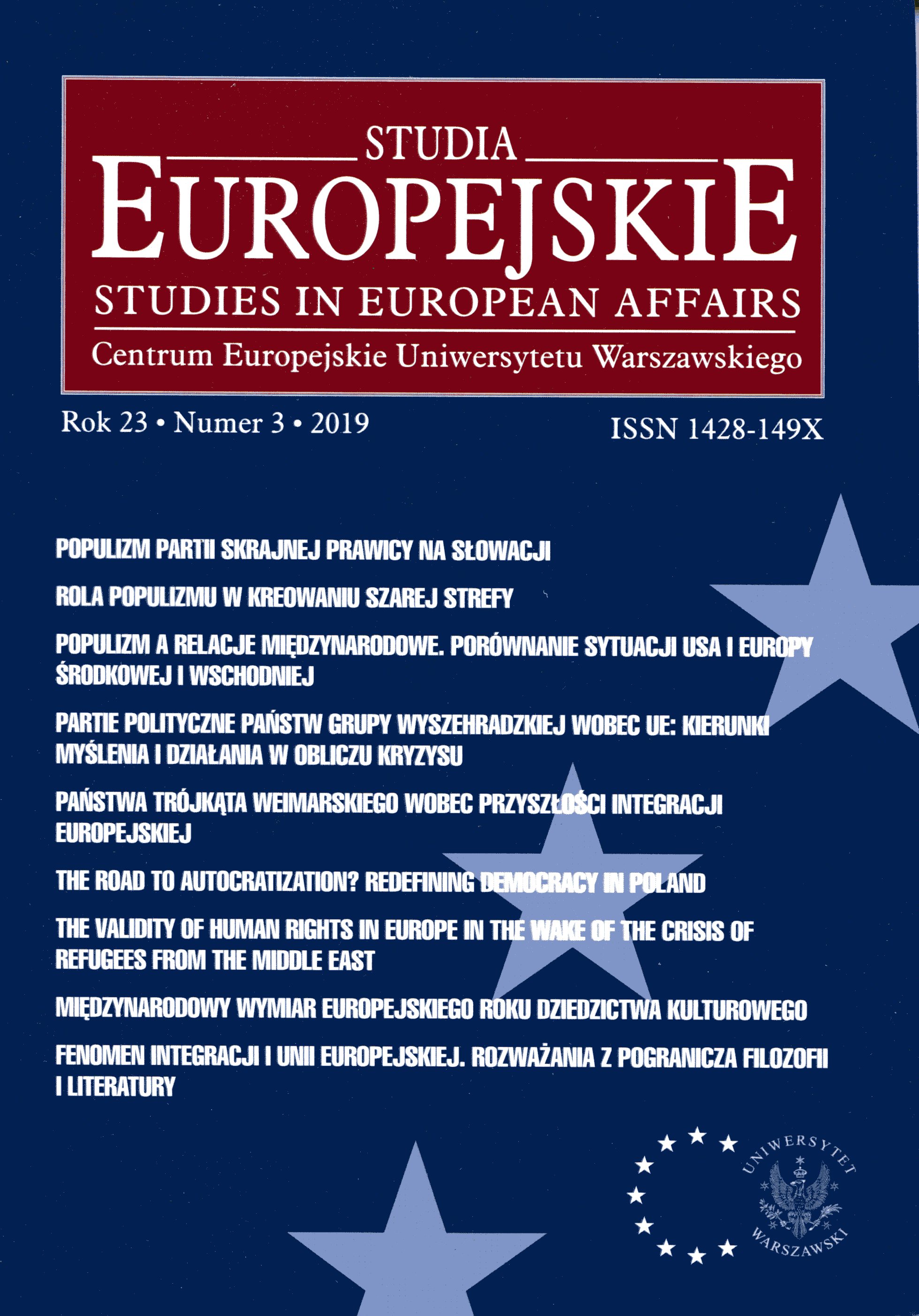 The Validity of Human Rights in Europe in the Wake of the Crisis of Refugees from the Middle East