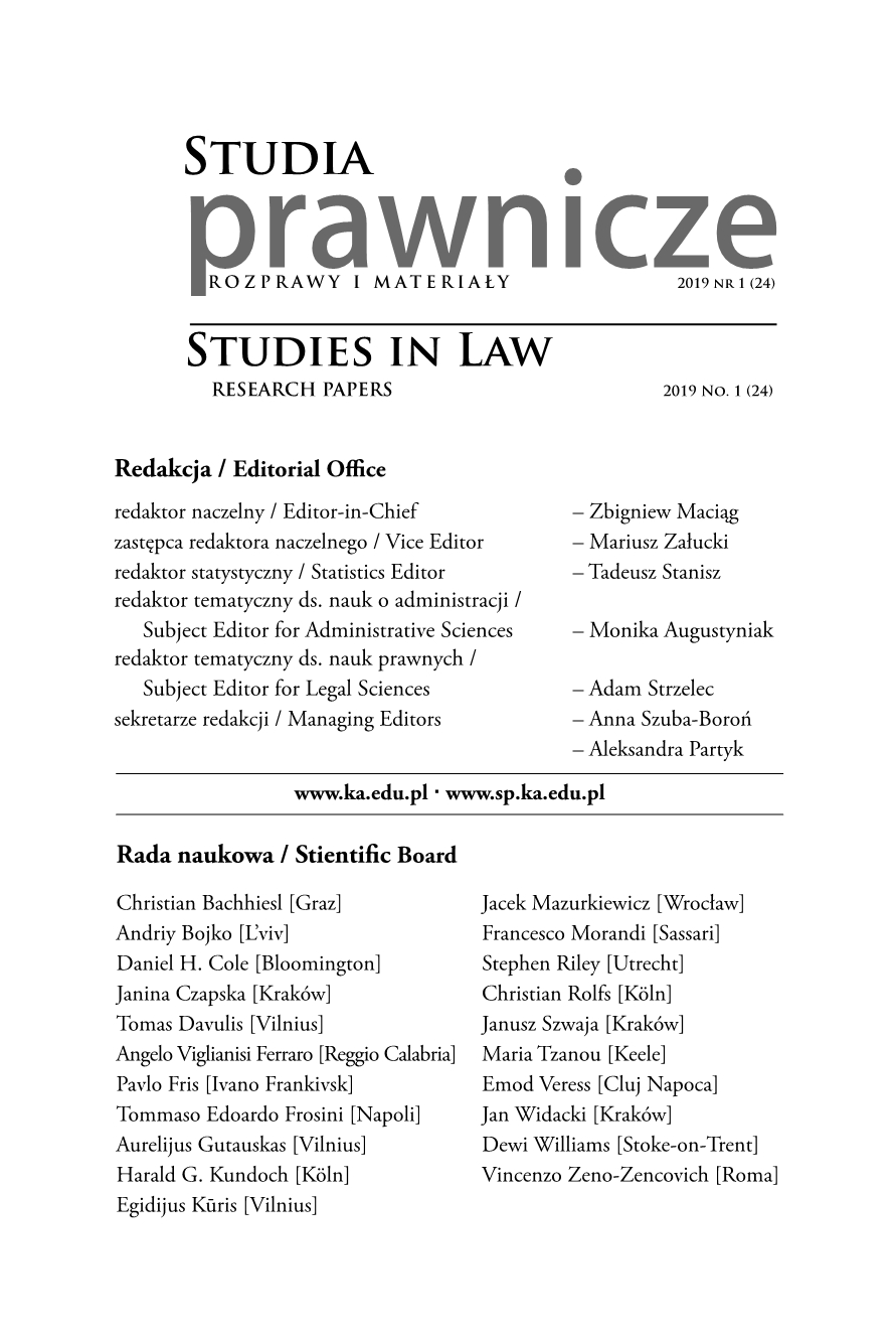 Ownership and Inheritance in the Polish Constitution of 1997 (Against the Background of the Constitution of Selected European Countries) Cover Image