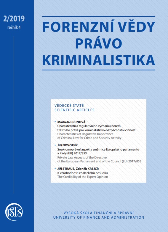 Charakteristika regulativního významu norem trestního práva pro kriminalisticko-bezpečnostní činnost