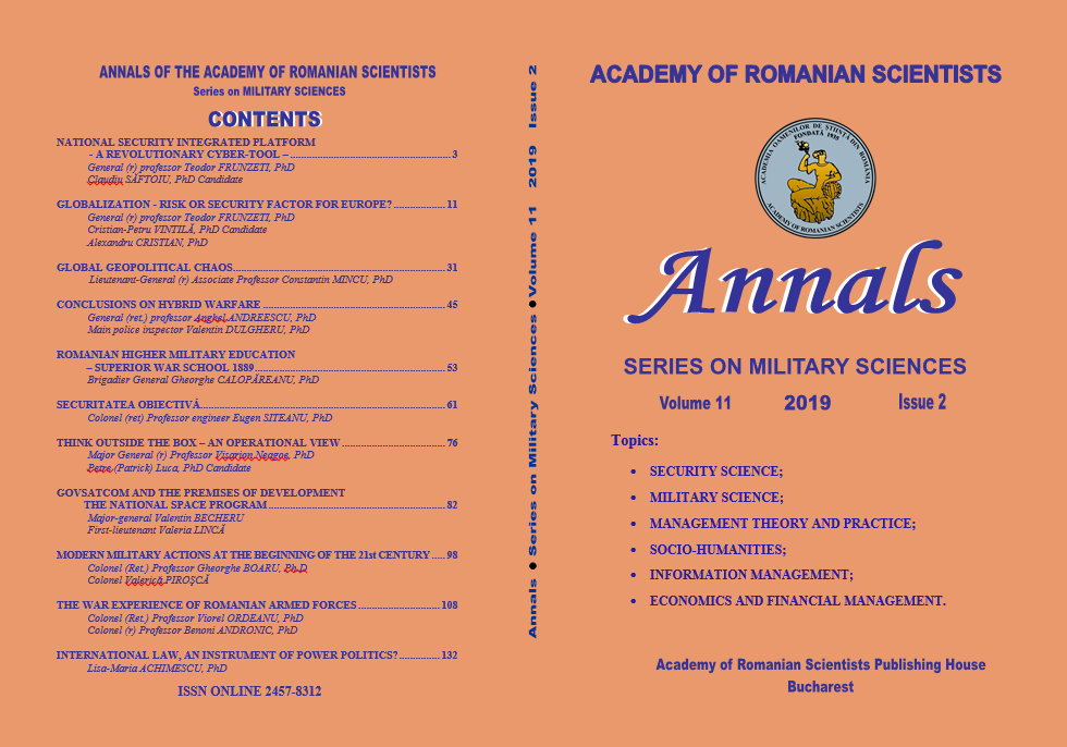 ROMANIAN HIGHER MILITARY EDUCATION – THE 130TH ANNIVERSARY OF SUPERIOR WAR SCHOOL – Cover Image