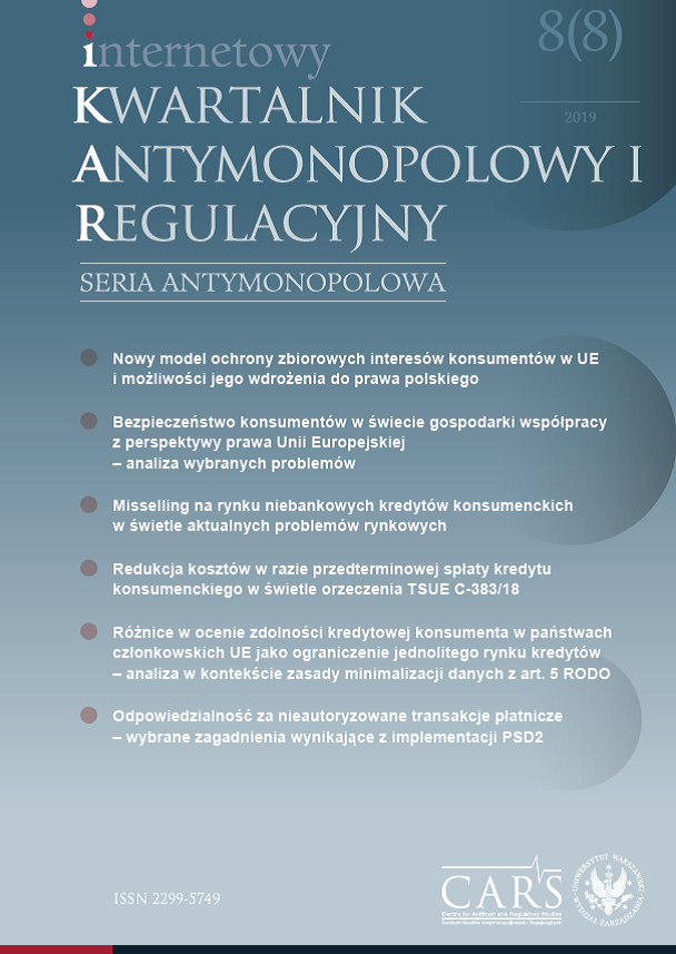 Mechanisms of the protection of the borrower (consumer) in the context of facilities denominated and indexed to a foreign currency in the light of the Polish Borrower Support Act (Ustawa o wsparciu kredytobiorców) – selected issues Cover Image