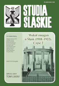 The beginning of a breakdown. The socio-political situation in Upper Silesia during the first months after the end of World War I (November 1918 – August 1919) Cover Image