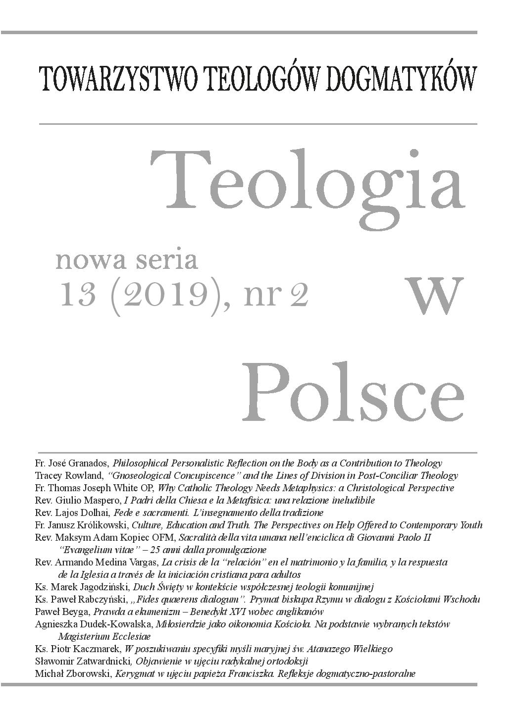 “Gnoseological Concupiscence” and the Lines of Division in Post-Conciliar Theology Cover Image