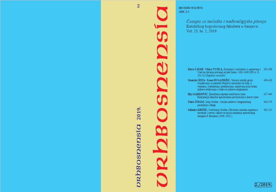 ATTITUDES, VALUES, STRUGGLES, CHALLENGES BEFORE MARRIAGE, EXPECTATIONS OF MARRIAGE, AND THE RELIGIOUS OBSERVANCE OF YOUNG PEOPLE IN THE CITY OF OSIJEK AND NEARBY COMMUNITIES WHO PARTICIPATED IN THE MARRIAGE PREPARATION COURSE Cover Image