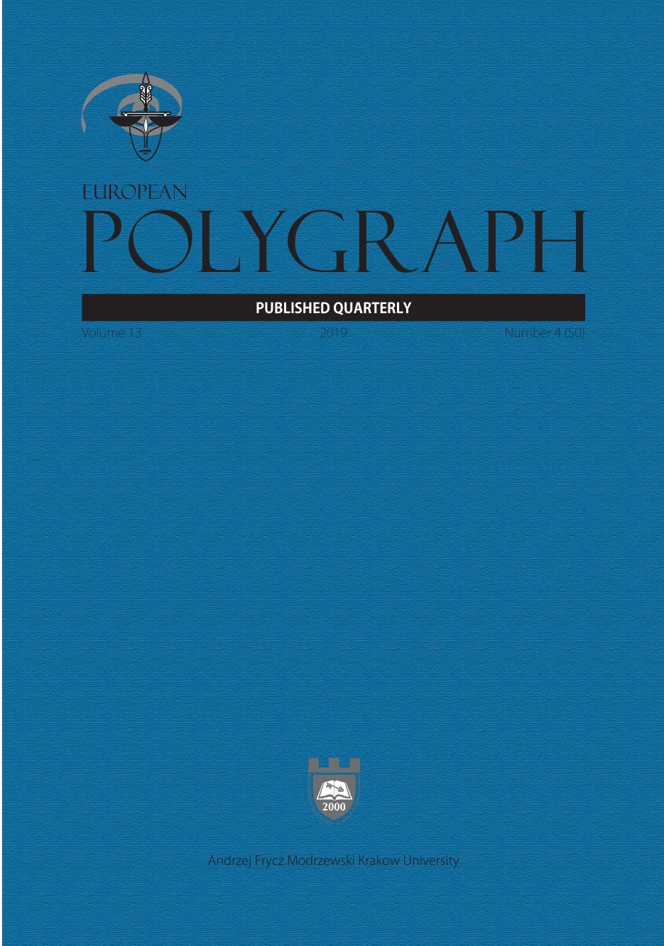 Izbrannye publikacii iz žurnala “Evropejskij Poligraf” (Selection of papers from [the journal] “European Polygraph”. Vypusk 1, 2019 (No. 1, 2019), Moscow 201