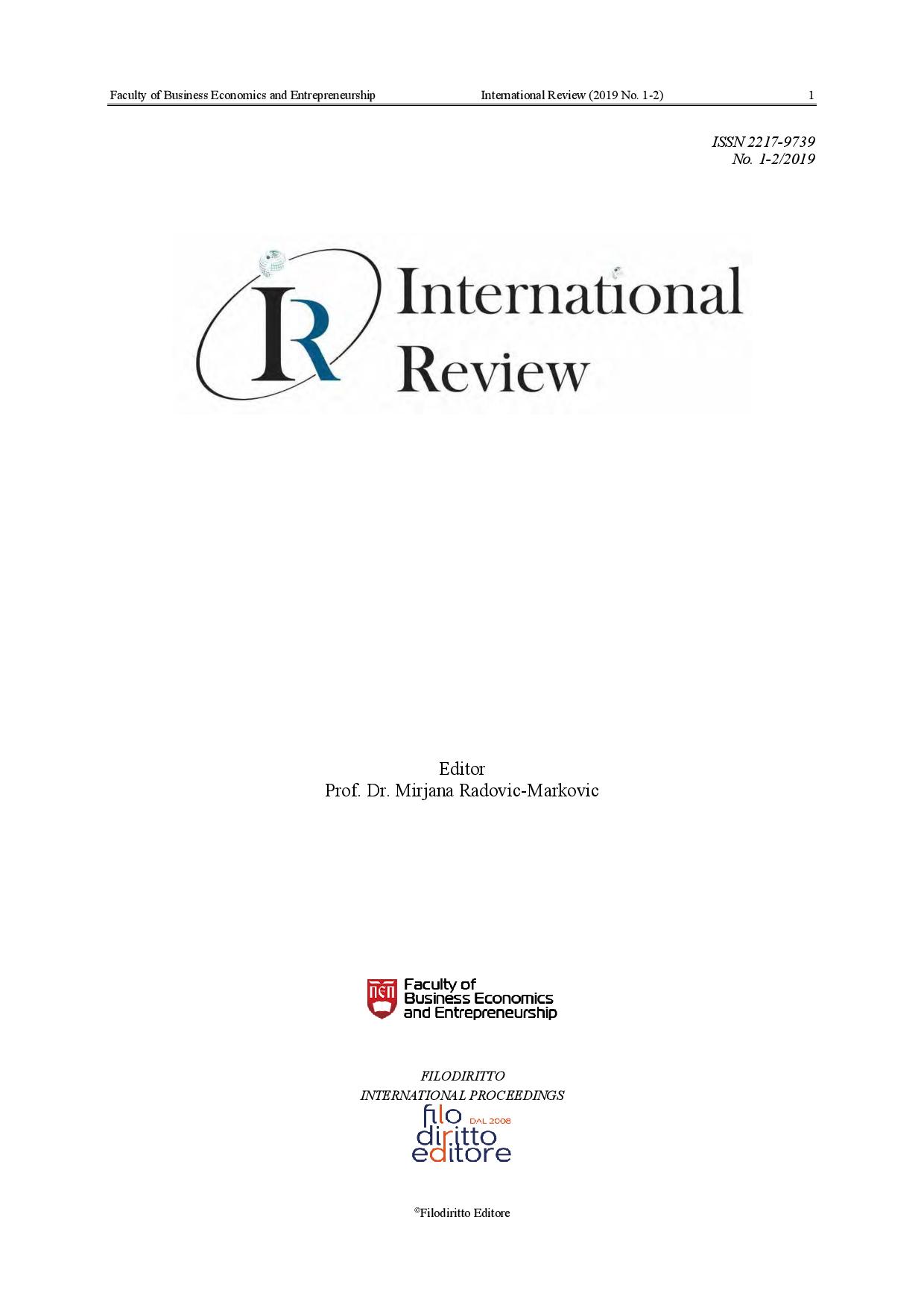 SELECTION OF ORGANIZATION MODELS AND CREATION OF COMPETENCES OF THE EMPLOYED PEOPLE FOR THE SAKE OF COMPETITITIVENESS GROWTH IN GLOBAL BUSINESS ENVIRONMENT Cover Image