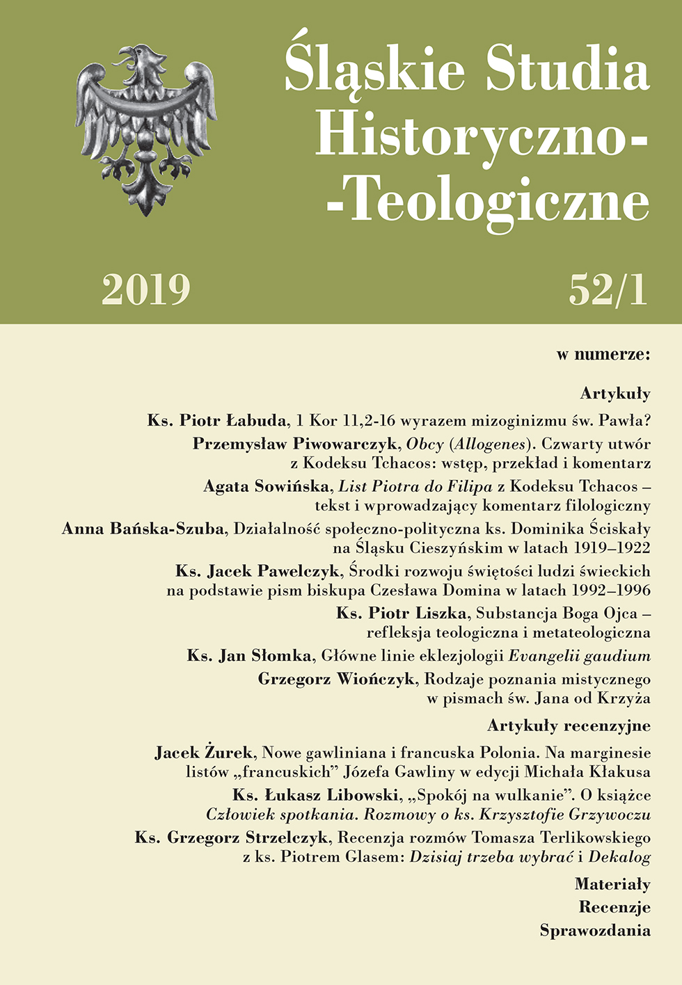 The socio-political activities of Father Dominik Sciskala in Cieszyn Silesia in 1919-1922 Cover Image