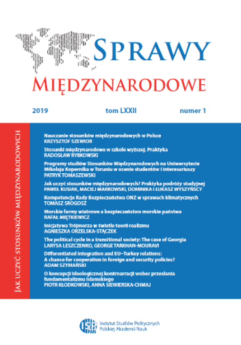 Jak uczyć stosunków międzynarodowych? Praktyka podróży studyjnej w ramach kierunku Stosunki Międzynarodowe na Akademii Marynarki Wojennej w latach 2016−2019 Cover Image