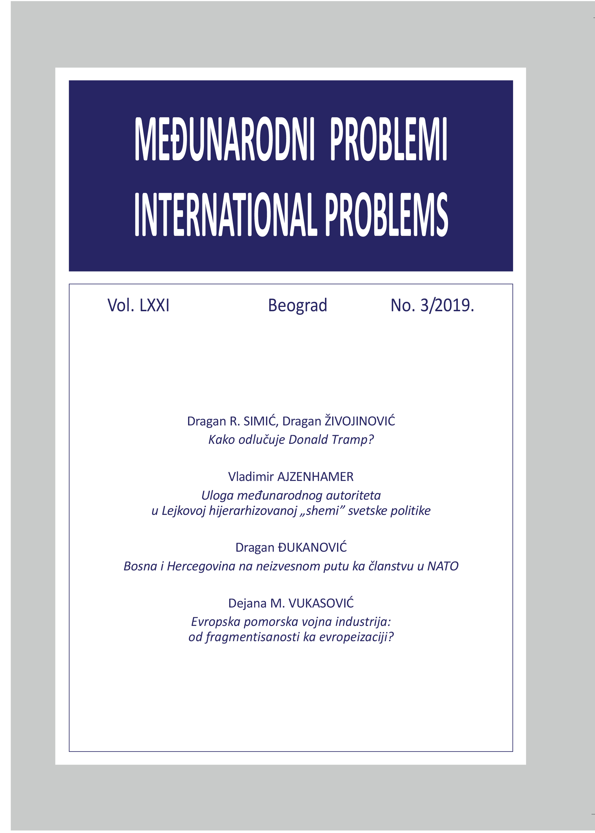 Bosnia and Herzegovina on the uncertain path towards the membership in NATO Cover Image