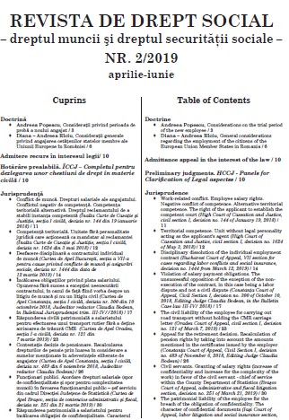 Disciplinary dissolution of the individual employment contract (Bucharest Court of Appeal, VII section for cases regarding labor conflicts and social insurance, decision no. 1444 from March 12, 2019) Cover Image