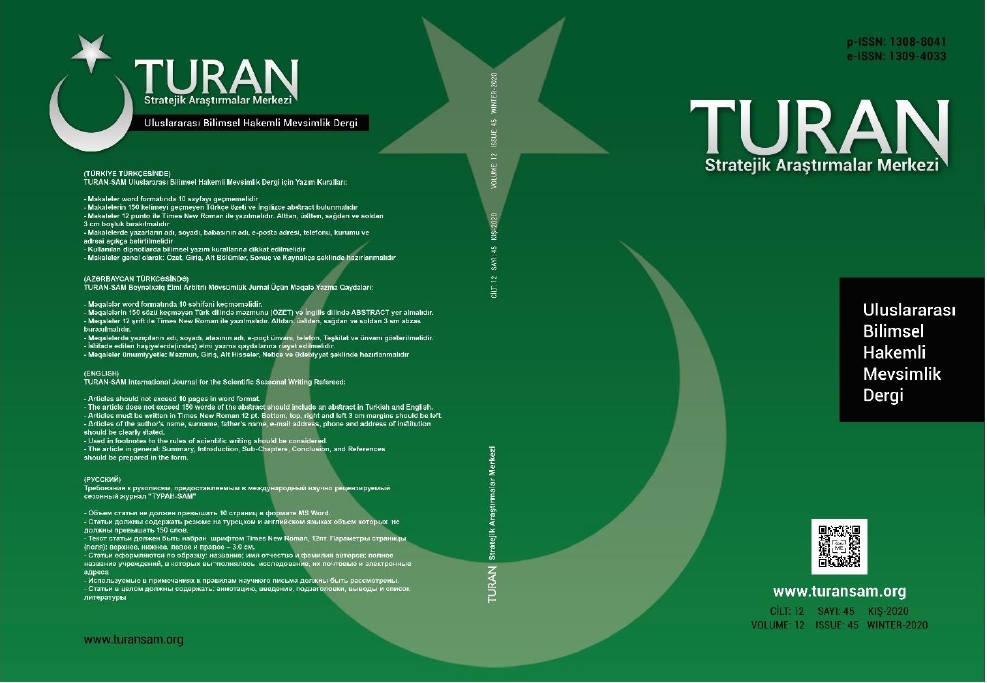 AGRICULTURAL ACTIVITIES IN IGDIR PLAIN AND ITS AROUND CHARACTERISTICS AND DISTRIBUTION (2004-2019) Cover Image