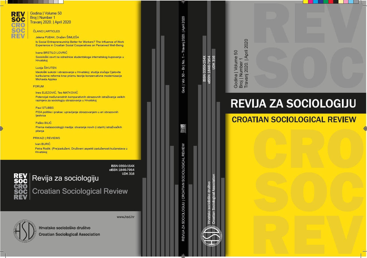 Is Social Entrepreneurship Better for Workers? The Influence of Work Experience in Croatian Social Cooperatives on Perceived Well-Being