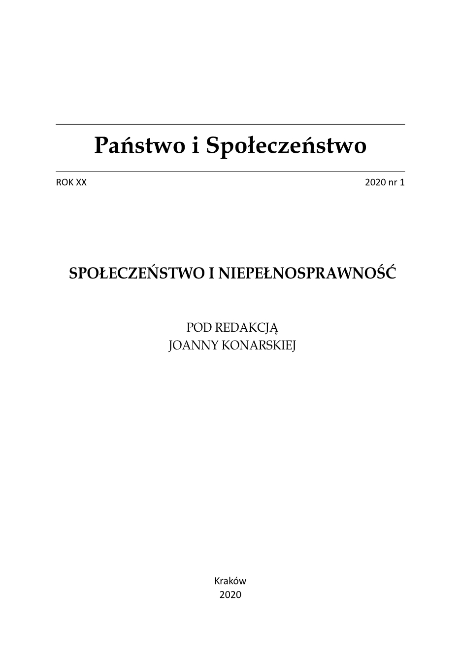 Joanna Konarska, Niepełnosprawność w ujęciu interdyscyplinarnym - book review Cover Image