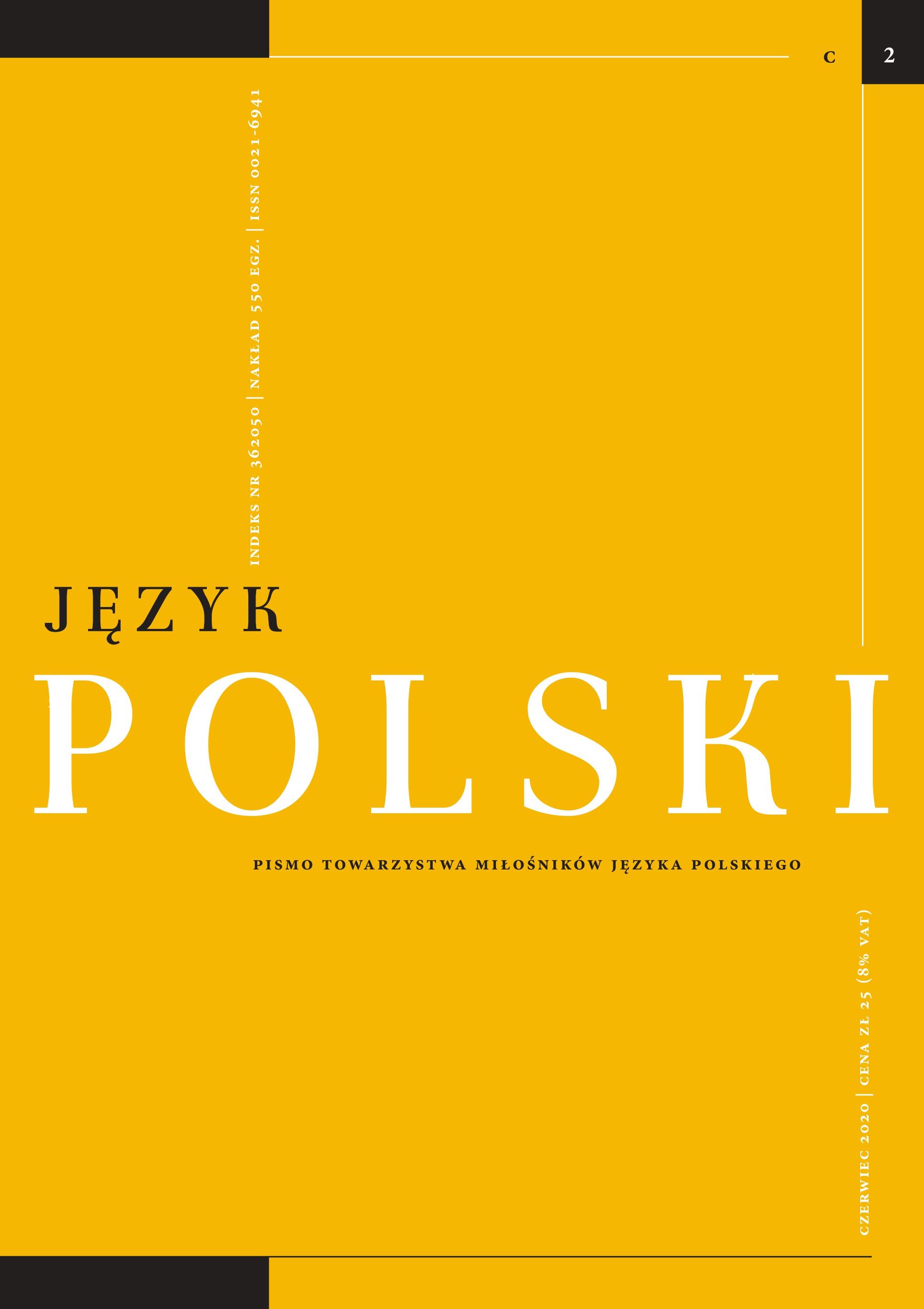 Pogodyn, pogodynek or prezenter pogody ‘weatherman’? New personal masculine nouns and linguistic mechanisms of their formation Cover Image