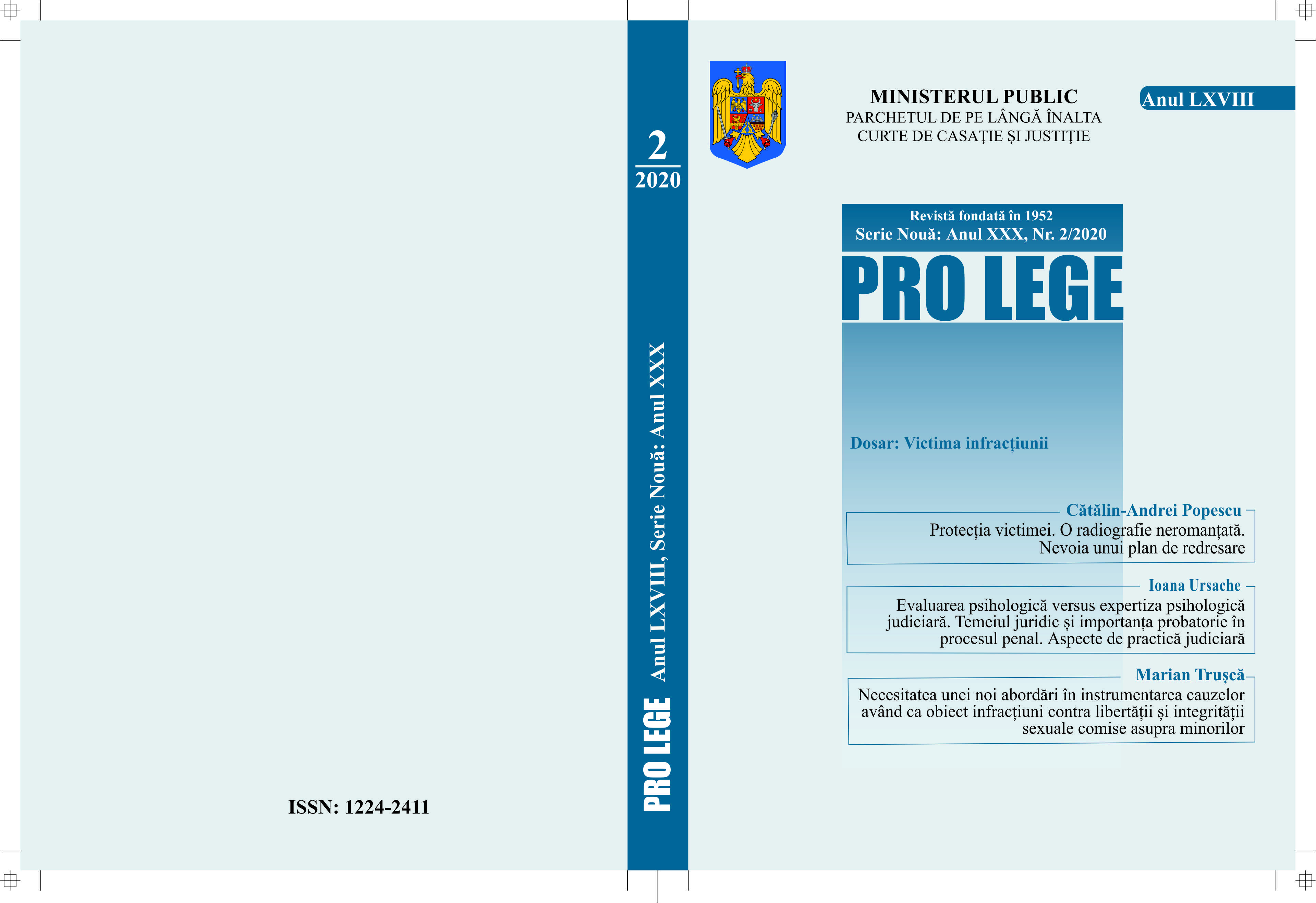 Psychological evaluation versus forensic psychological expertise. Legal basis and importance of evidence in the criminal proceedings. Legal practice aspects Cover Image