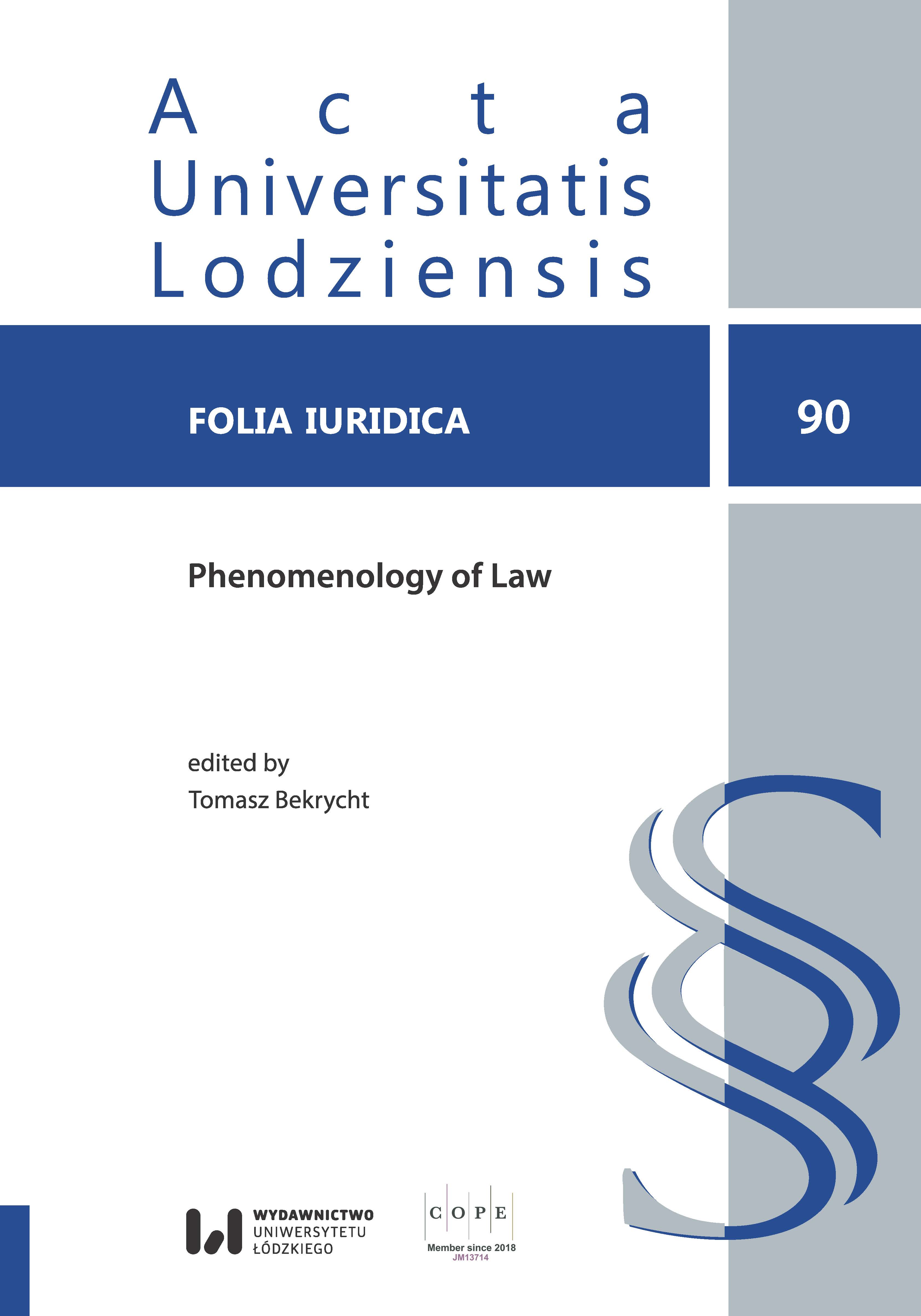 Phenomenological Concept of Law from the Perspective of Carlos Cossio Cover Image